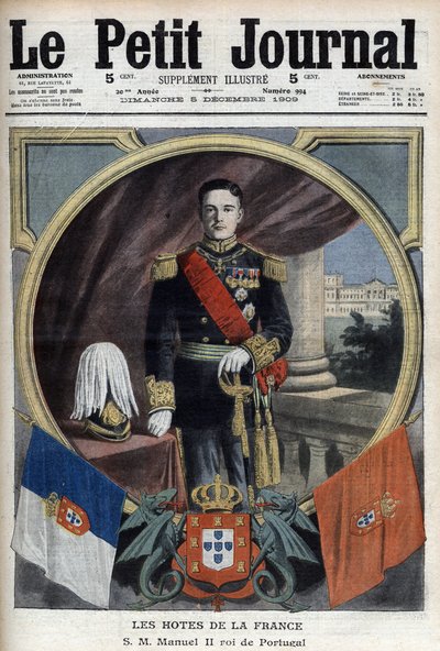 Manuel portugál király (1889-1932) portréja párizsi látogatása során – „Le Petit Journal”, december 5. alkotó: French School