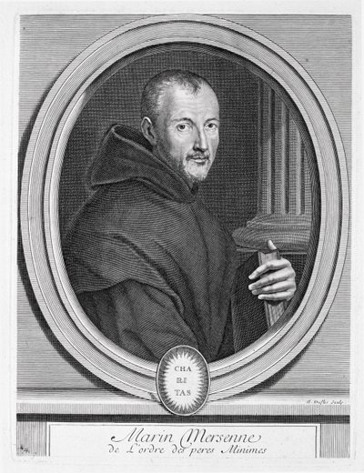 Marin Mersenne (1588-1648) portréja, amelyet Duflos vésett alkotó: French School