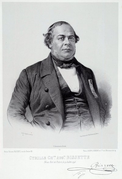 Cyrille Charles Auguste Bissette (1795-1858) martinicei politikus portréja, aki a francia rabszolgaság eltörlésének nagy támogatója. A 19. századi Chartres metszete, Musee des Beaux Arts alkotó: French School