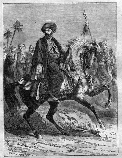 Mourad Bey (1750-1801), mameluk törzsfő portréja - Metszet 1865-ből a „Histoire du Consulate et de l