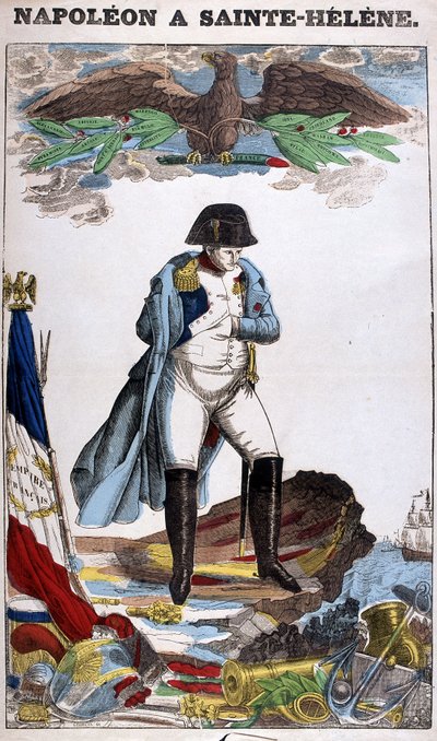 Napóleon Bonaparte portréja a Szent Ilonában. Epinal képe alkotó: French School