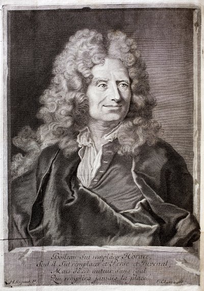 Nicolas Boileau, más néven Boileau Despreaux (Boileau-Despreaux) (1636-1711) költő, író portréja. Metszet M. Boileau Despreaux műveinek illusztrálására történelmi megvilágítással, 1. kötet, Fabre et Barillot kiadás alkotó: French School