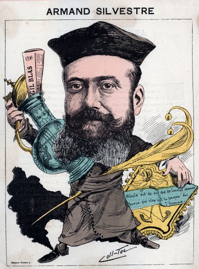 Paul Armand (Paul-Armand) Silvestre (1837-1901), francia költő portréja – mások (Collignon és Tocqueville) rajzfilmje a „Les Hommes d