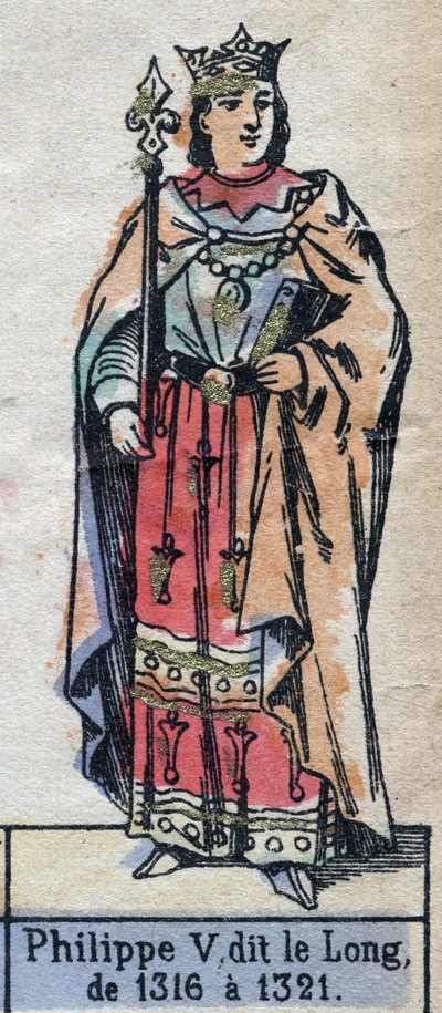 V. Fülöp francia portréja, dit Philippe le Long (1291-1322) (a Kapetusok dinasztiája). 19. század végi illusztráció. alkotó: French School