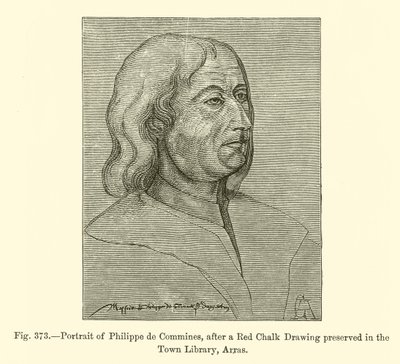 Philippe de Commines portréja, a Városi Könyvtárban őrzött vörös krétás rajz után, Arras (metszet) alkotó: French School