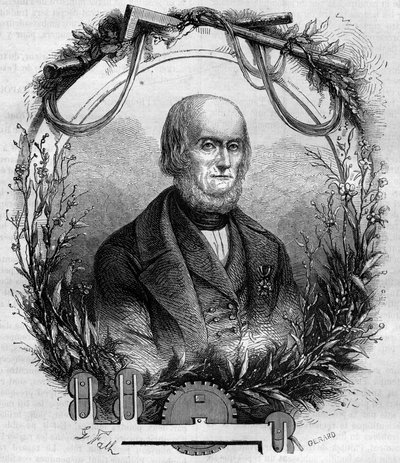 Philippe de Girard (1775-1845), francia feltaláló és iparos, a lenfonógép megalkotója portréja. Metszet 1866-1867. alkotó: French School
