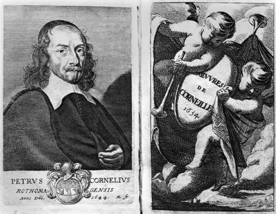 Pierre Corneille (1606-84) portréja 1644, az Oeuvres de Corneille 1634-ben megjelent kiadásának előképe alkotó: French School