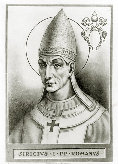 Siricius pápa portréja, 1835 körül (litho) alkotó: French School