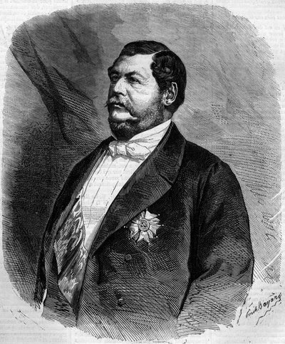 Lucien Murat herceg (Napoleon Lucien Charles) (1803-1878), Joachim Murat fia portréja. Metszet a „” Le Monde Illustré”” 208. számában, 1861. április 6-án. alkotó: French School
