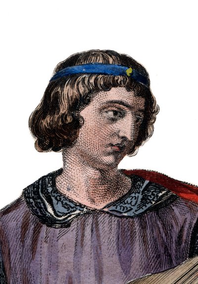 I. Theobald (1201-1253), Champagne grófja (IV. Theobald néven) születésétől és Navarra királyának portréja 1234-től. alkotó: French School