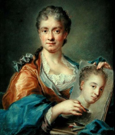 Portrét rajzoló hölgy portréja, 1750-es évek (olaj, vászon) alkotó: French School
