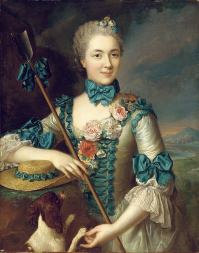 Egy hölgy portréja, állítólag Madame Louise Suzanne Edmee Martel pásztorlányként alkotó: French School