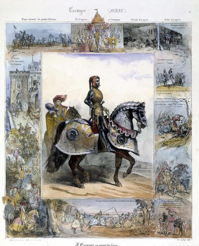 Egy Ecuyer portréja Charles Aubry "Az ősi és modern lovaglás festői története" című művében. alkotó: French School