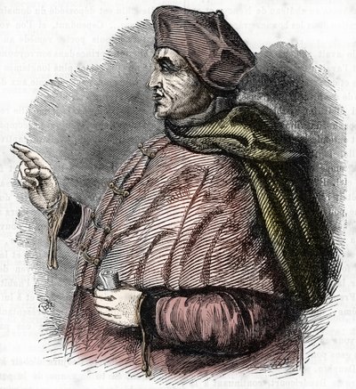 Eveque Pierre Cauchon (1371-1442) portréja, a Joan of Arc eljárás engedélyezésre jogosult tisztje (Pierre Cauchon beauvais-i püspök portréja) Metszet alkotó: French School