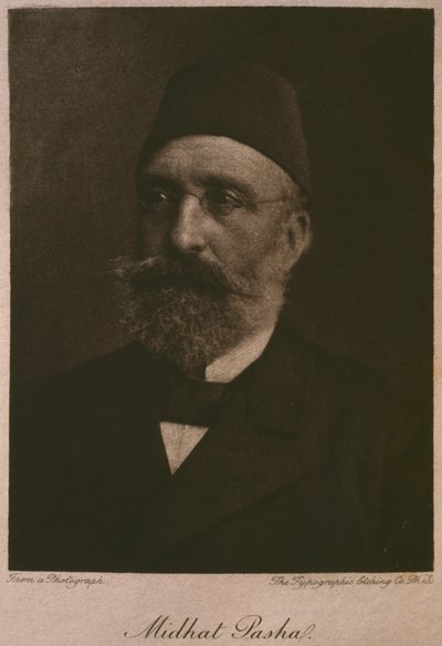 Khedive Tawfik portréja, Georg Moritz Ebers (1837-98) Egyiptomból, 1881 (bw metszet) alkotó: French School