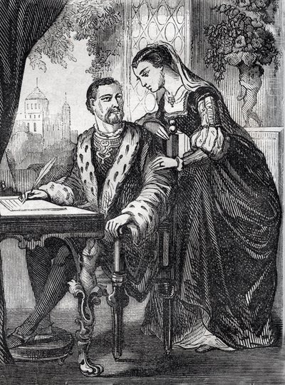 Henri II (1519-1559) és Diane de Poitiers (1499-1566) francia király portréja” (II. Henrik francia király és Diane of Poitiers portréja) - metszet - alkotó: French School