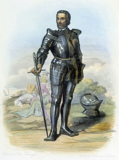 Bayard lovag (1475-1524) portréja – a „Le Plutarch francais”-ban, szerk. Mennechet alkotó: French School