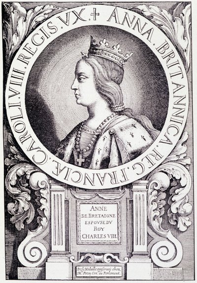 Bretagne-i Anna francia királynő (1477-1514) portréja. Metszet Paul Lacroix „XII. Lajos és Anne de Bretagne”-ból, szerk. Georges Hurtrel alkotó: French School