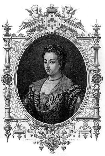 A velencei Bianca Cappello (1548-1587), Francois de Medicis (Francesco de Medici) feleségének portréja. Első íróink 1862-es metszete „A világ királynői” c. A könyv J. G. D. ARMENGAUD irányítása alatt jelent meg. alkotó: French School