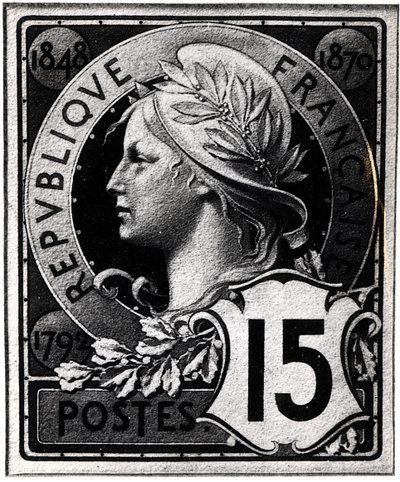 Marianne-t, a Francia Köztársaság Hivatalos Képviseletét ábrázoló postabélyeg, c. 1893 alkotó: French School