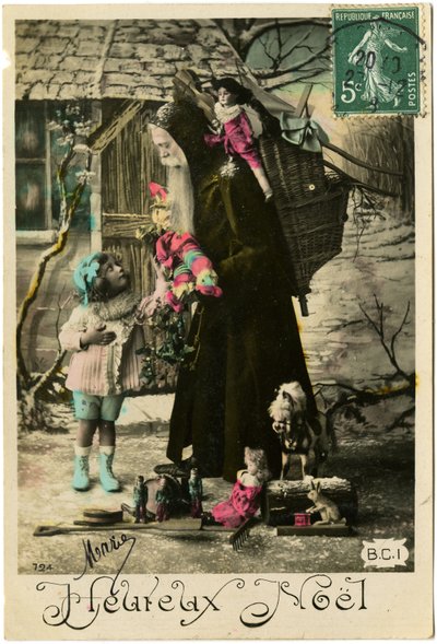 Képeslap: Boldog karácsonyt, Mária (nyomtatott papír) alkotó: French School