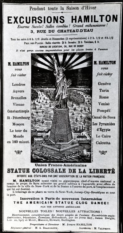 Plakát Excursions Hamilton, 1890 körül alkotó: French School