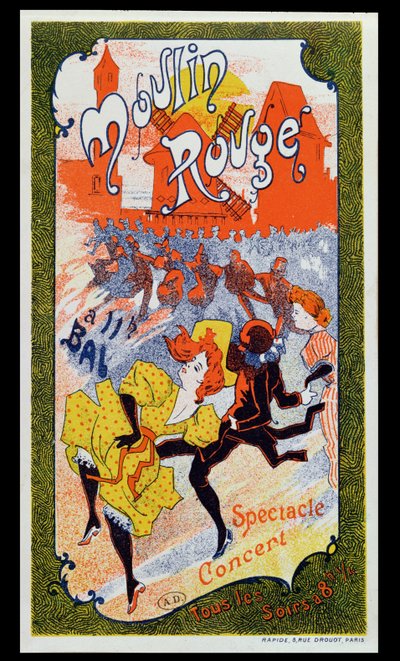 A Moulin Rouge-ot hirdető plakát, 1890-1900 körül alkotó: French School