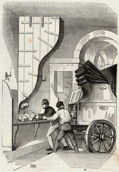 Hozzászólások: a csomagtartó oszlopának betöltése - Edmond Texier gravírozása „Tableau-de-Parisban” 1852 alkotó: French School
