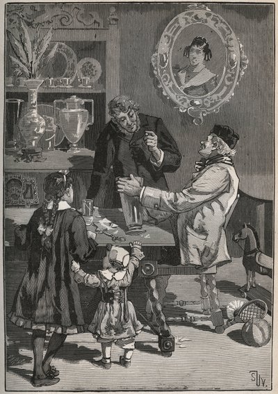 Potichomia, egy 19. századi eljárás Kínából és Japánból származó porcelánvázák utánzására. Metszet 1880-ból Adolphe BITARD „” Les arts et metiers illustres” című könyvébe. alkotó: French School