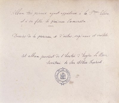 Elisa hercegnő és lánya, Camerata értékes albuma (tinta papíron) alkotó: French School