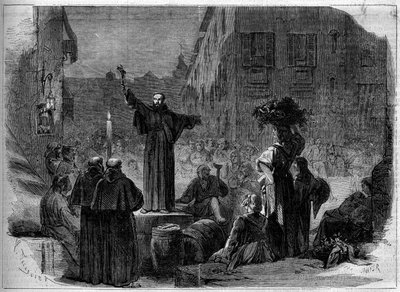 Predikátor tartja prédikációját a Toledo utcában, Nápolyban, Olaszországban alkotó: French School