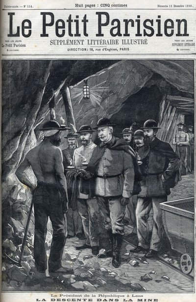 Felix Faure, a Francia Köztársaság elnöke 1898 decemberében meglátogatta a lensi bányákat. A „Le petit Parisien” című újság címlapja. alkotó: French School