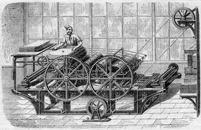 Újságnyomtatás: mechanikus prés nyomatok nyomtatásához alkotó: French School