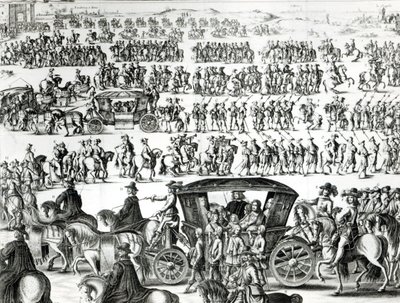 XIV. Lajos fiatal király gyermekkorában történt bevonulása Párizs városában 1649. augusztus 18-án, részlet alkotó: French School
