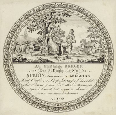 Termékcímke egy francia édességbolthoz alkotó: French School