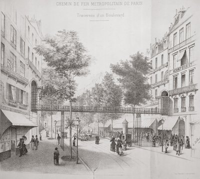 Föld feletti metrórendszer projektje Párizsban, 1886 alkotó: French School