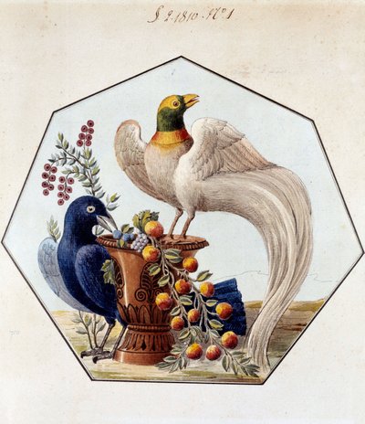 Alexandre Brongniart (1770-1847) projekt a porcelán madárasztalhoz. 1810 Sevres, a Manufacture de Sevres archívuma alkotó: French School