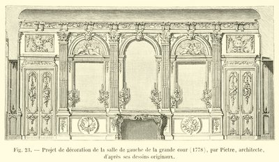 Pietre, építész eredeti rajzai alapján készült, 1778-as nagy udvar bal szobájának dekorációs terve alkotó: French School