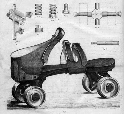 A görkorcsolya prototípusa. Metszet a „The Illustrous Universe”-be alkotó: French School