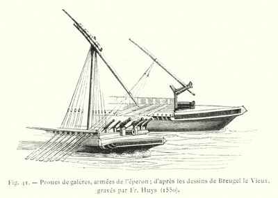 Gályák orrai, sarkantyús seregek; Breugel le Vieux rajzai után, amelyeket Huys atya metszett alkotó: French School