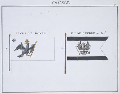 Porosz zászlók, egy francia zászlóskönyvből, 1819 körül alkotó: French School