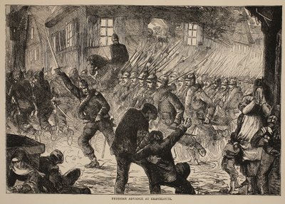 Porosz előrenyomulás Gravelotte-nál, illusztráció Cassells: A Franciaország és Németország közötti háború története, 1870-1871 alkotó: French School