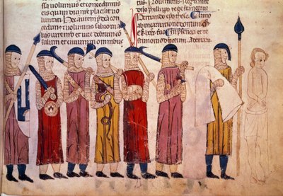 A vétkesek megbüntetése. Miniatűr a „” Toulouse-i szokások” kéziratból alkotó: French School