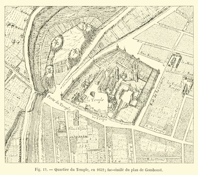 Templomnegyed, 1652-ben; Gomboust térképének fakszimile alkotó: French School