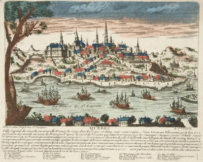 Quebec, kocsma. C. 1650 (kézzel színezett metszet) alkotó: French School