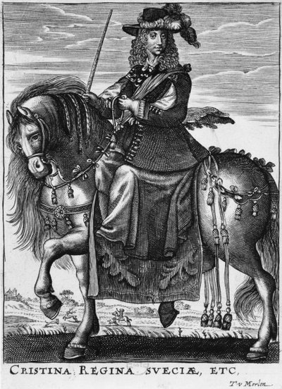 Krisztina svéd királynő (1626-89) lovon alkotó: French School