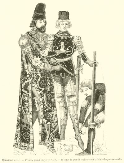 Tizenötödik század, Prince, Grand Esquire és inas (metszet) alkotó: French School