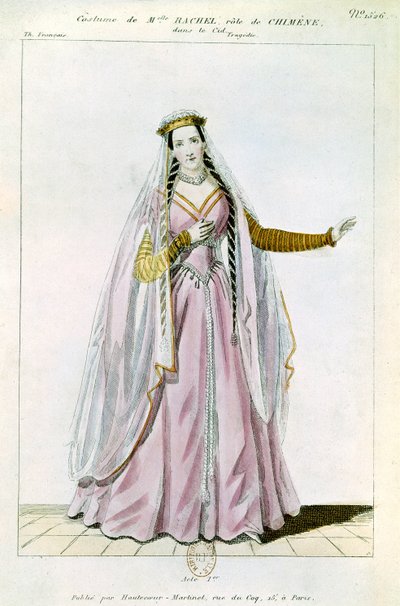 Rachel Chimene szerepében a Hautecoeur-Martinet által nyomtatott Pierre Corneille (1606-84) "Le Cid" című filmjében alkotó: French School