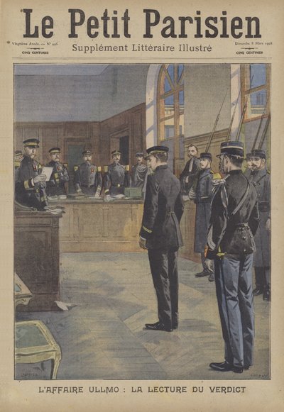 Charles Benjamin Ullmo hazaárulási perében hozott ítélet felolvasása (színes litó) alkotó: French School