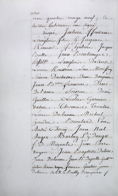 Taverny plébánia panaszjegyzéke, 330. oldal aláírásokkal, 1789. ápr. alkotó: French School